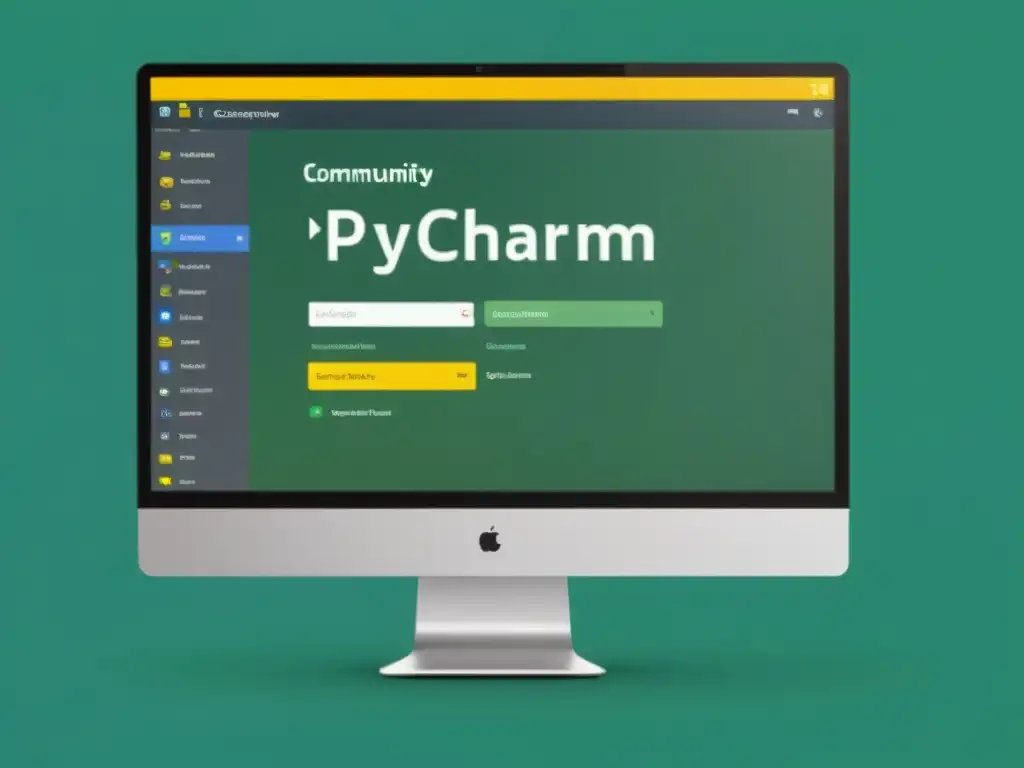 Configurando ambiente Python PyCharm: Pantalla de PyCharm Community Edition con configuraciones personalizadas y colores vibrantes