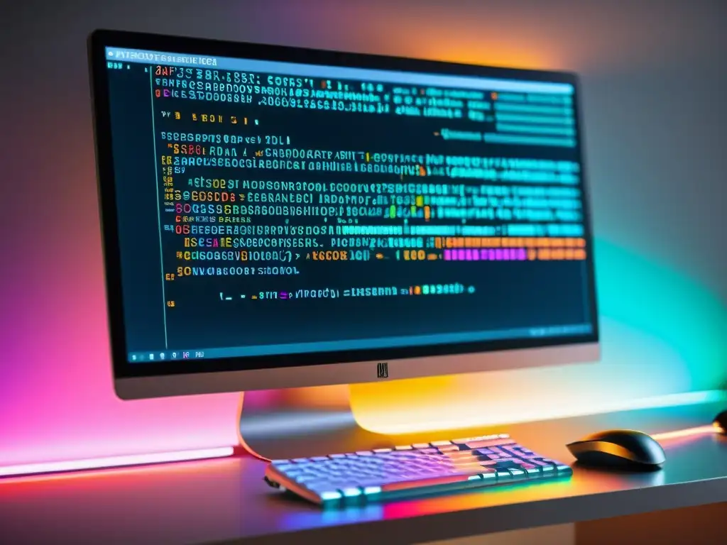 Un ambiente moderno y minimalista con código de software de código abierto en una pantalla de computadora