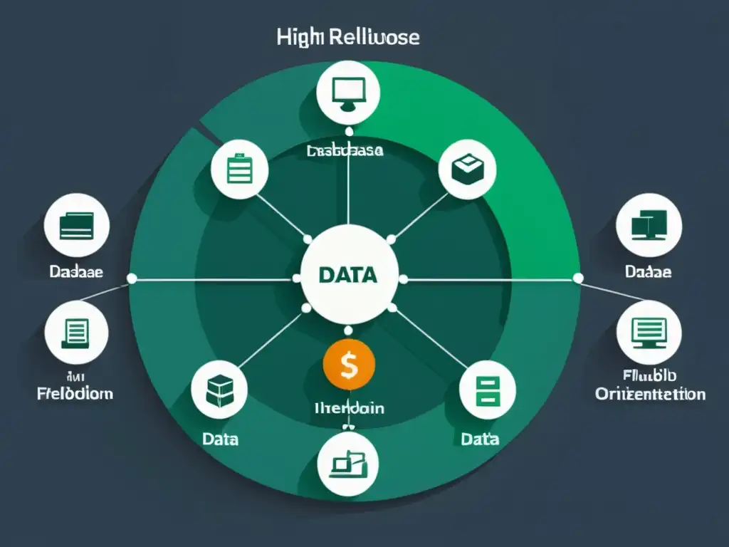 Una arquitectura de base de datos multimodelo OrientDB, moderna y sofisticada, con nodos interconectados y representación de datos multimodelo