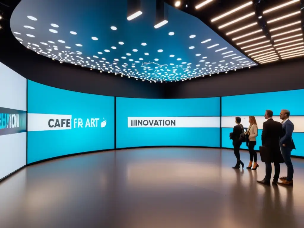 Exposición de arte moderno con innovadoras imágenes en pantallas digitales de alta resolución, destaca el poder del Framework Caffe para innovación en imágenes