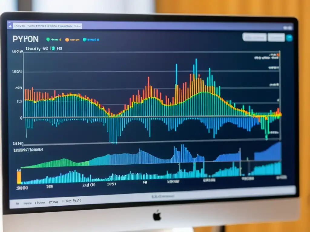 Avance científico impulsado por SciPy: Pantalla con código Python y visualizaciones coloridas de datos científicos