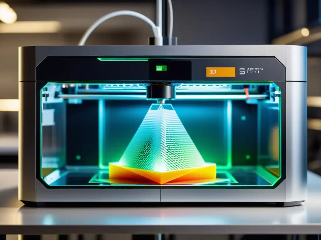 Avanzada impresión 3D en acción: precisión y innovación Avanzada impresora 3D en acción, con diseño geométrico complejo