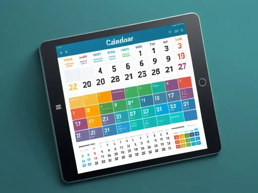 Calendario digital futurista en tablet con estrategias de backup para Blogs Open Source