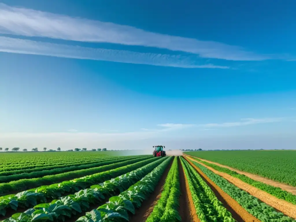 Un campo agrícola exuberante bajo un cielo azul