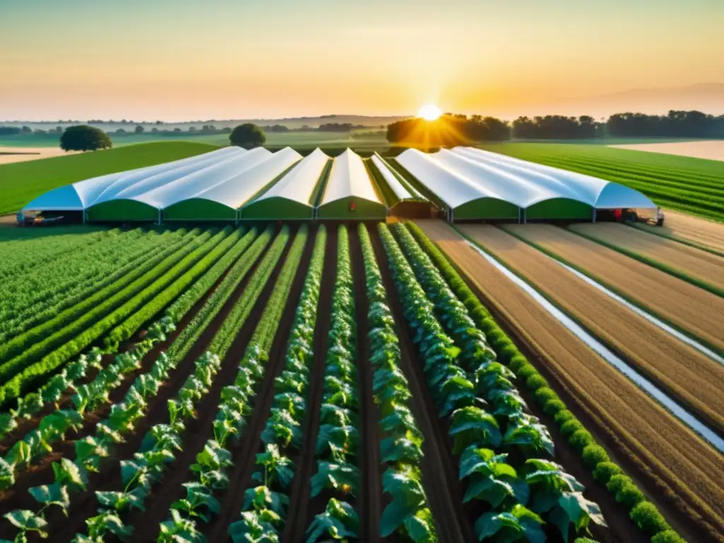 Un campo agrícola sostenible con software de código abierto, muestra innovación y eficiencia en el desarrollo agrícola sostenible