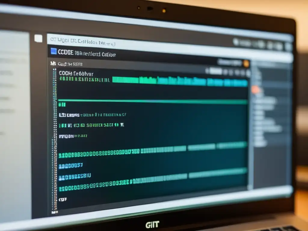 Captura detallada de pantalla de computadora con el editor de código y la interfaz de plugin de Git abiertos