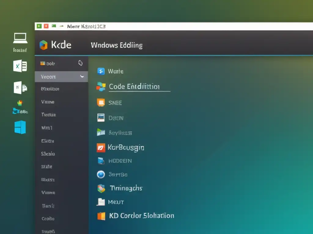 Captura del moderno y sofisticado entorno desarrollo integrado proyectos KDE en KDevelop, con diseño intuitivo y profesional