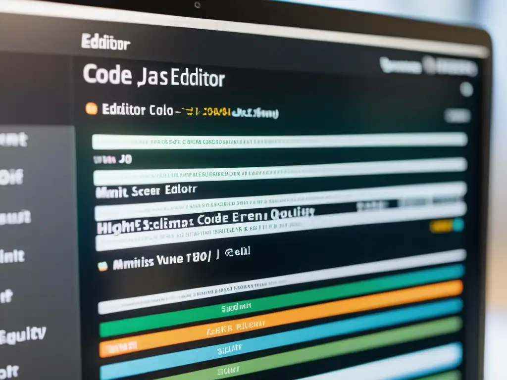 Captura de pantalla con código JavaScript organizado y colorido, analizado por ESLint para mejorar código JavaScript con Eslint