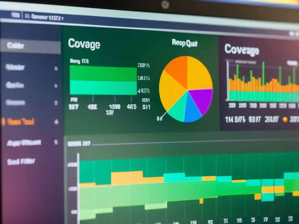 Captura de pantalla detallada de un informe de cobertura de código con visualizaciones coloridas y métricas detalladas, destacando herramientas open source code coverage