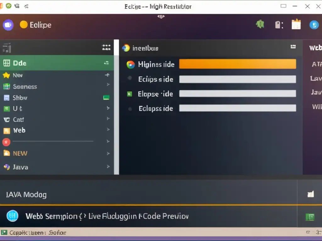 Captura de pantalla de Eclipse IDE con novedades última versión, destacando nueva interfaz y herramientas de programación