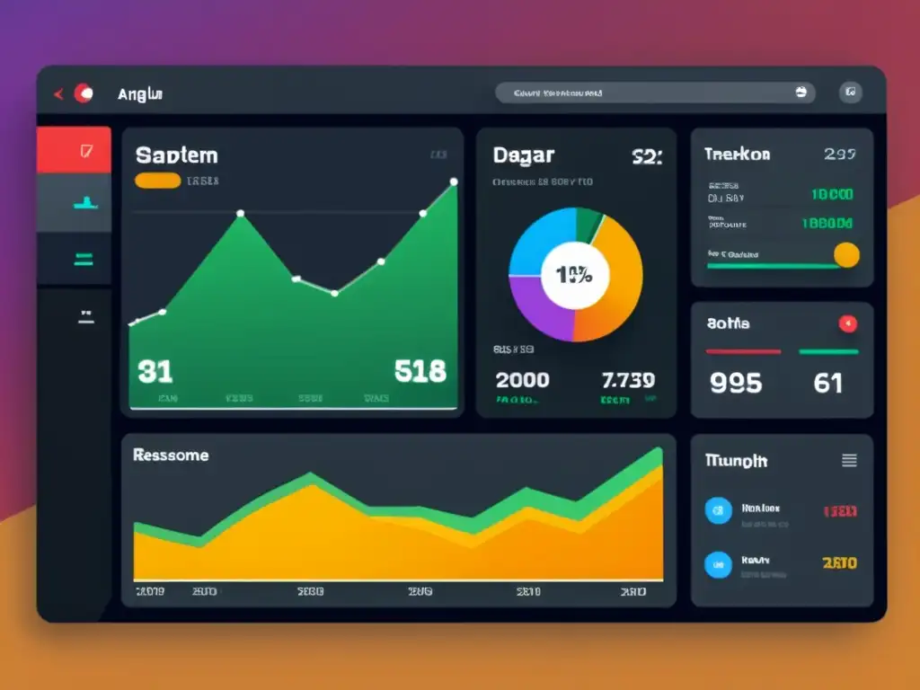 Captura de pantalla del elegante panel de control de Angular Material con diseño dinámico y atractivo
