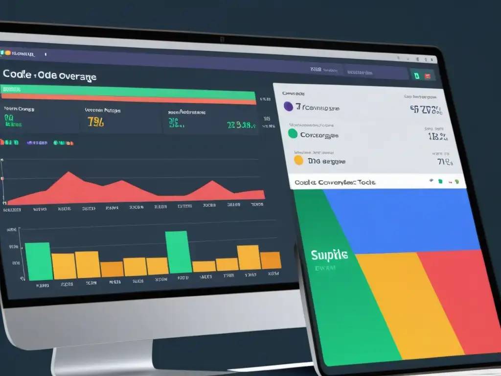 Captura de pantalla de herramientas open source code coverage con gráficos coloridos y métricas, mostrando la calidad y cobertura del código