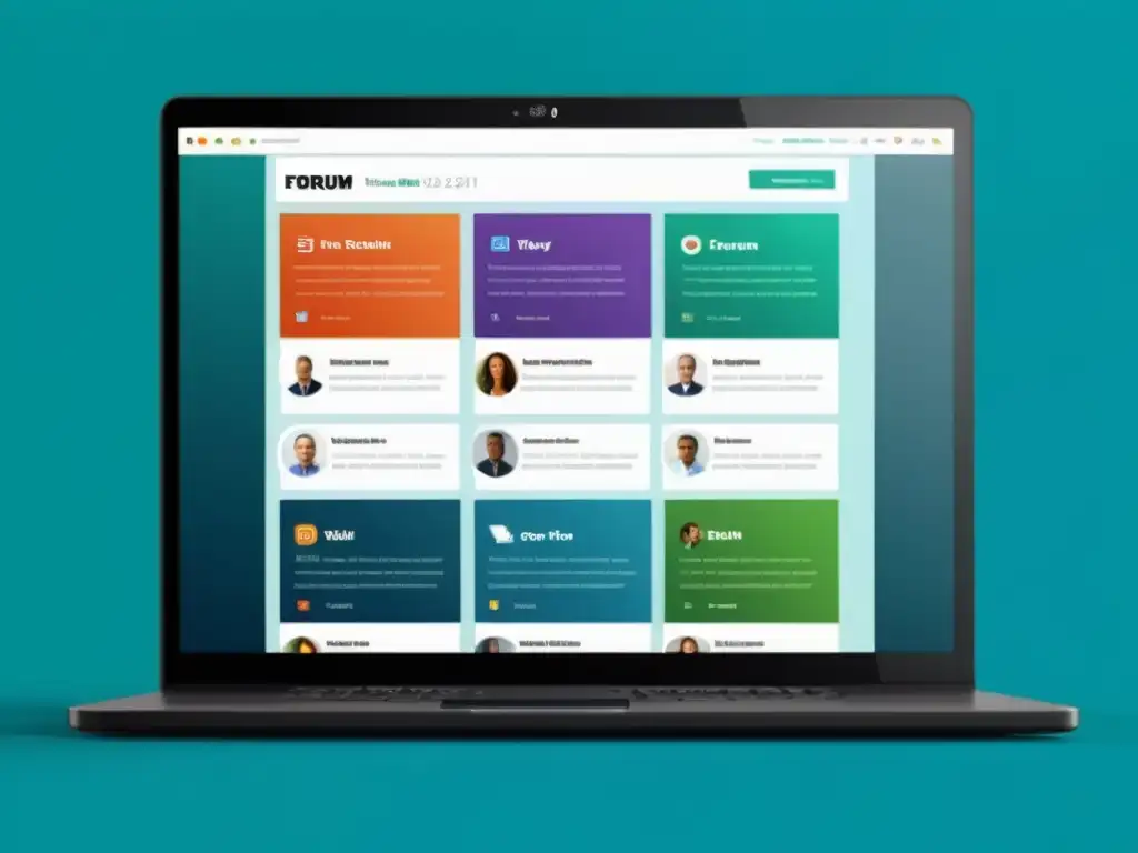 Captura de pantalla de interfaz de foro moderno y atractivo