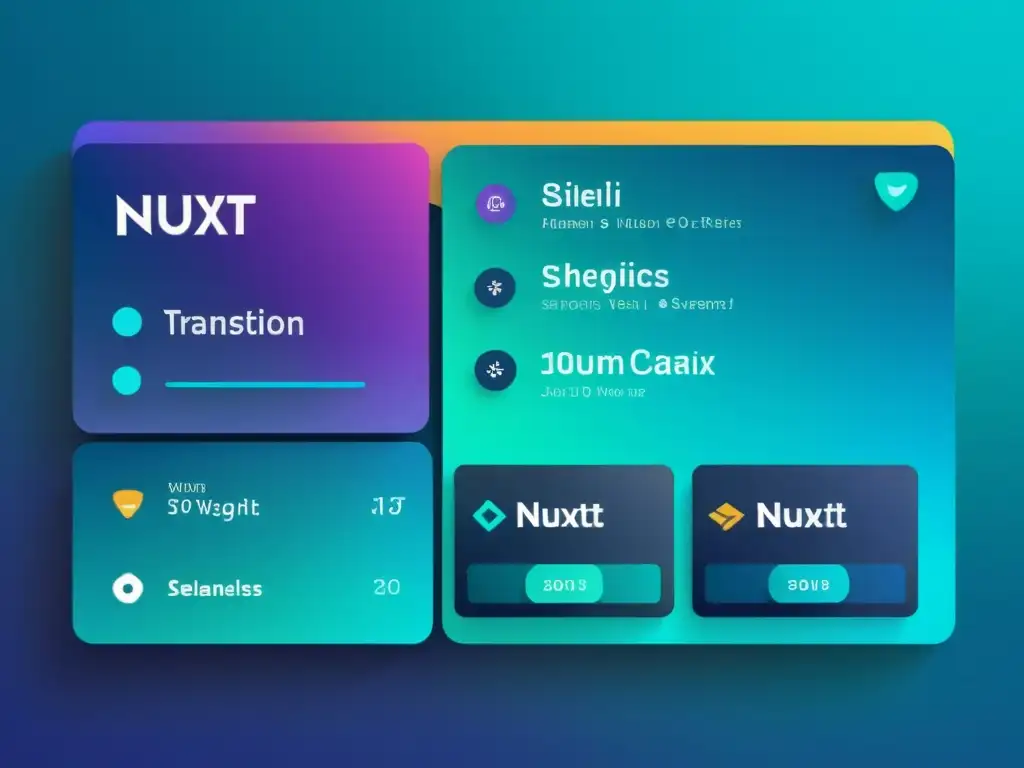 Captura de pantalla de una interfaz futurista de Desarrollo de aplicaciones universales con Nuxt