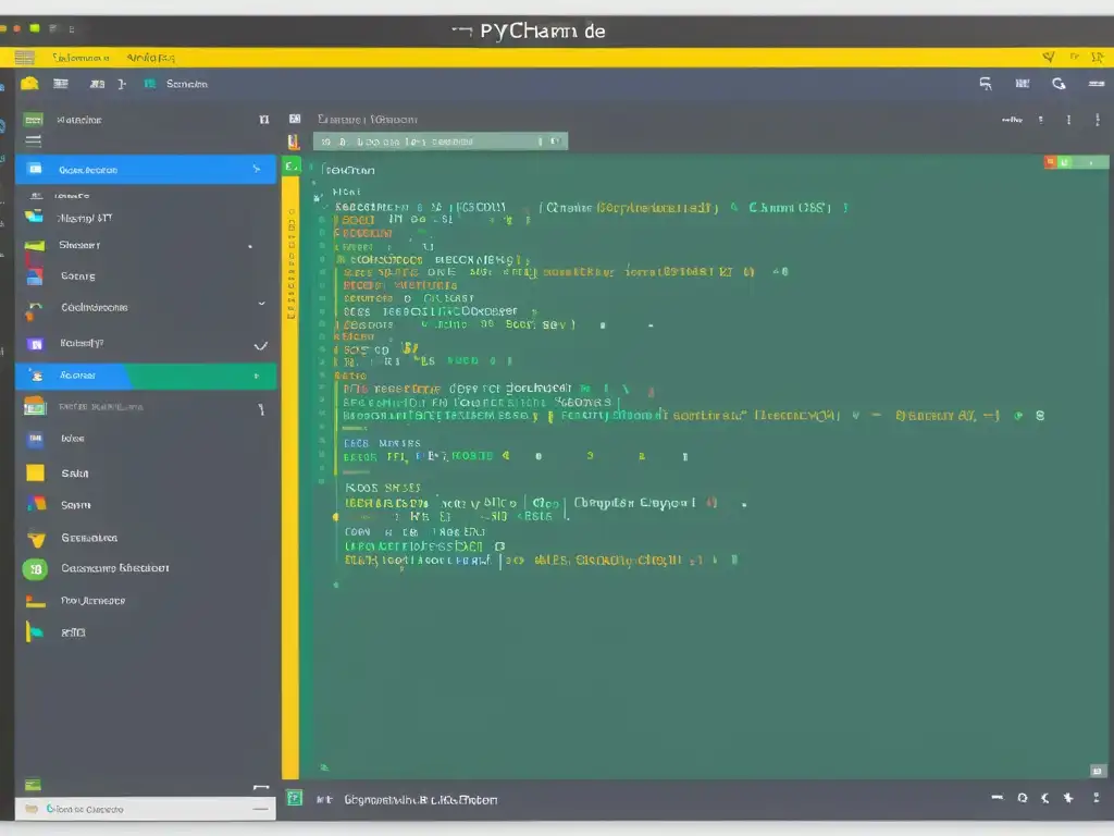 'Captura de pantalla del IDE open source PyCharm Python con interfaz moderna, resaltado de sintaxis vívido y flujo de trabajo potente