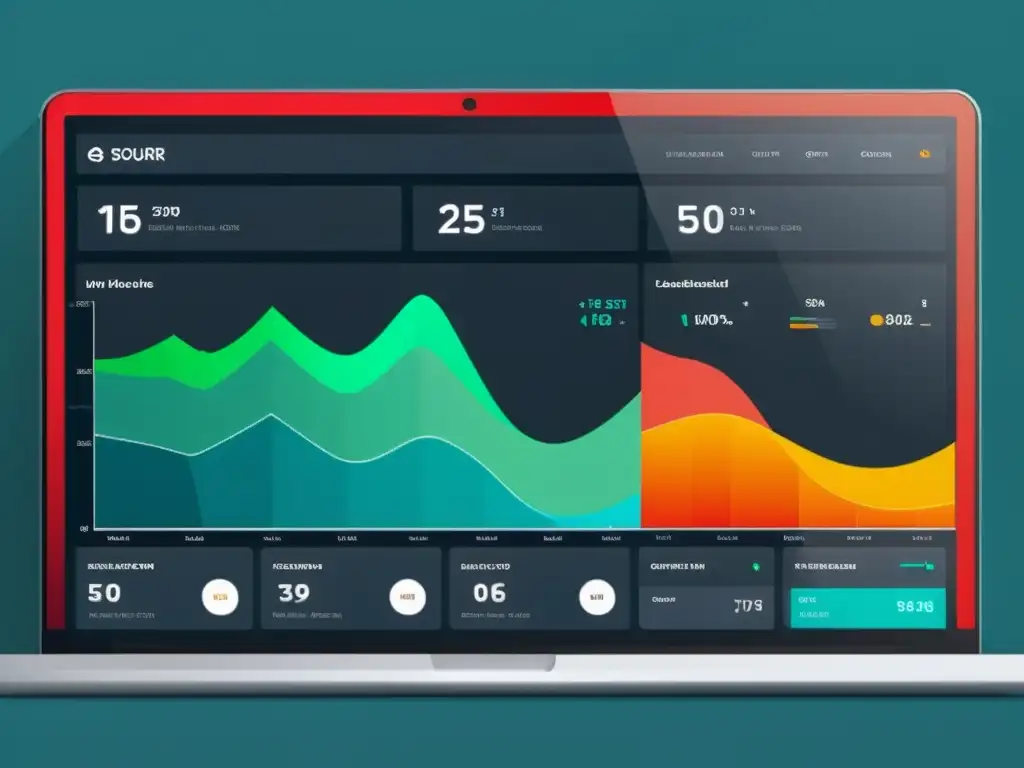 Dashboard de CMS de código abierto: diseño innovador en 8k Captura de pantalla del moderno panel de control del Mejor CMS Open Source 2023, con diseño intuitivo y visualización de datos dinámica