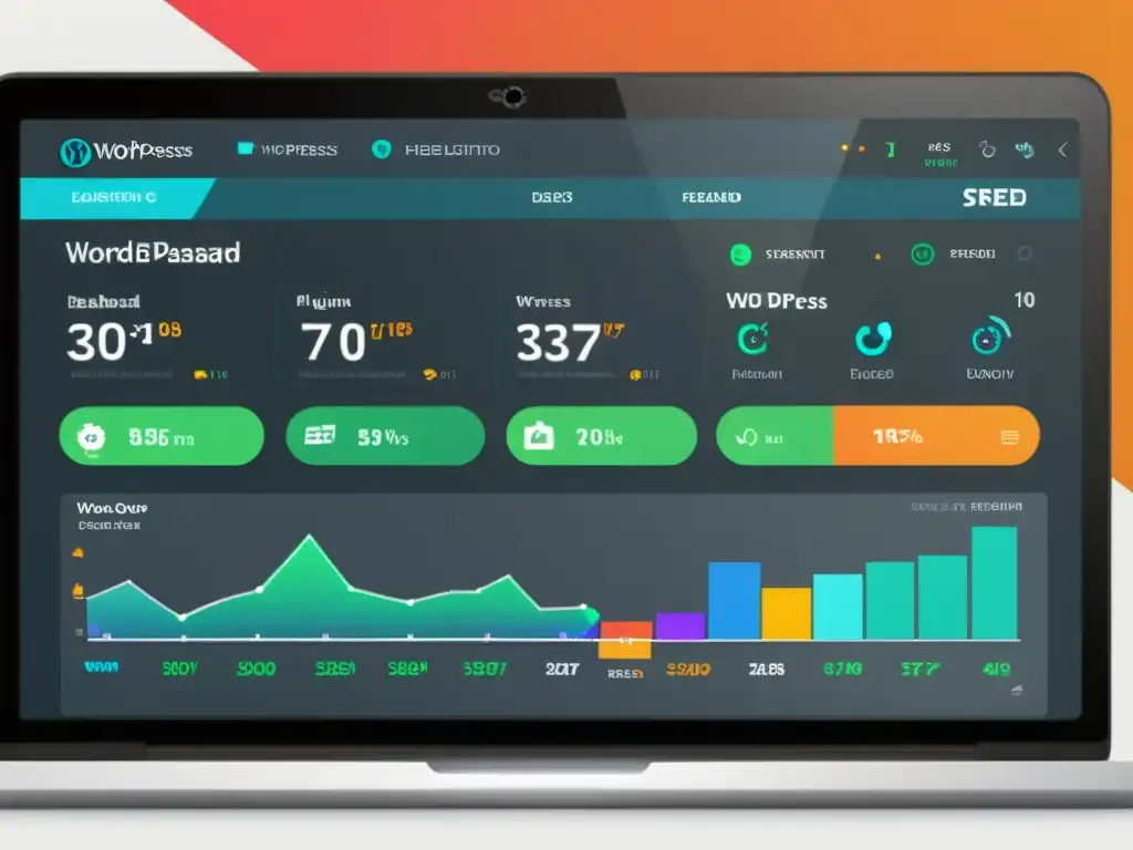 Captura de pantalla del panel de control de WordPress con plugins para mejorar velocidad WordPress, transmitiendo eficiencia y avance tecnológico
