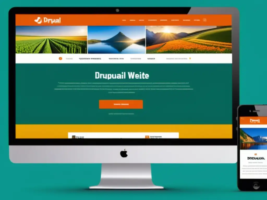 Captura de pantalla: Sitio web dinámico y escalable construido en Drupal, con diseño moderno y características avanzadas del software Drupal