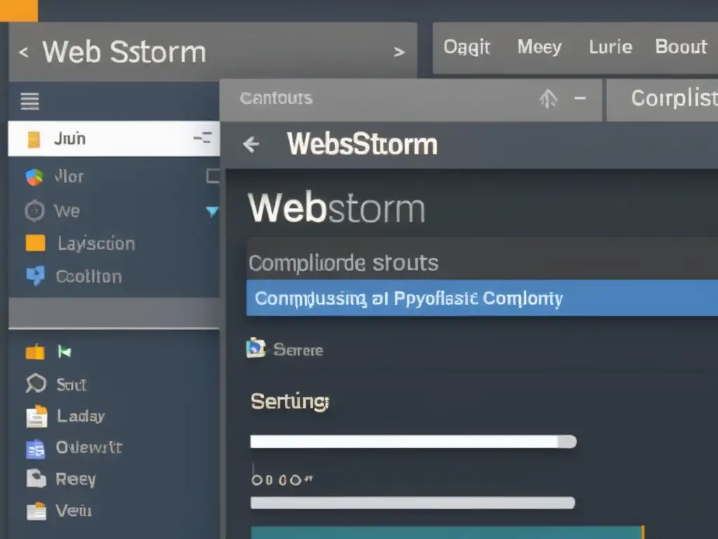 Captura de pantalla de alta resolución del IDE WebStorm con configuraciones personalizadas de JavaScript, resaltando la eficiencia y productividad