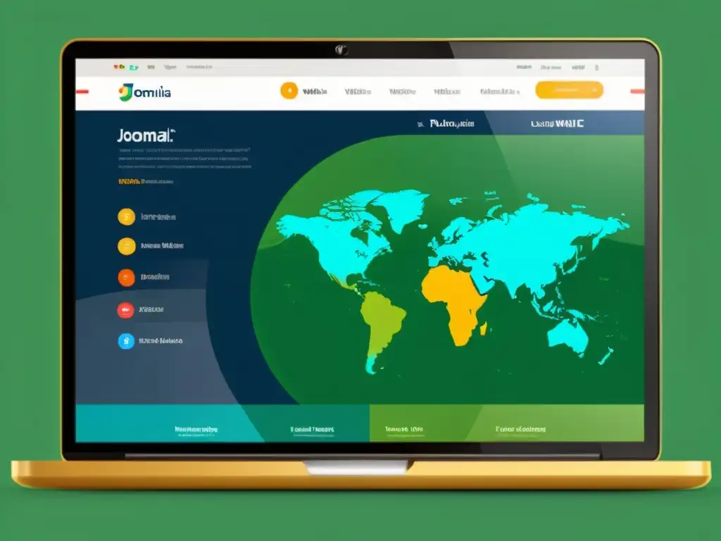 Captura del sitio web de Joomla con configuración multilingüe, navegación intuitiva y diseño atractivo