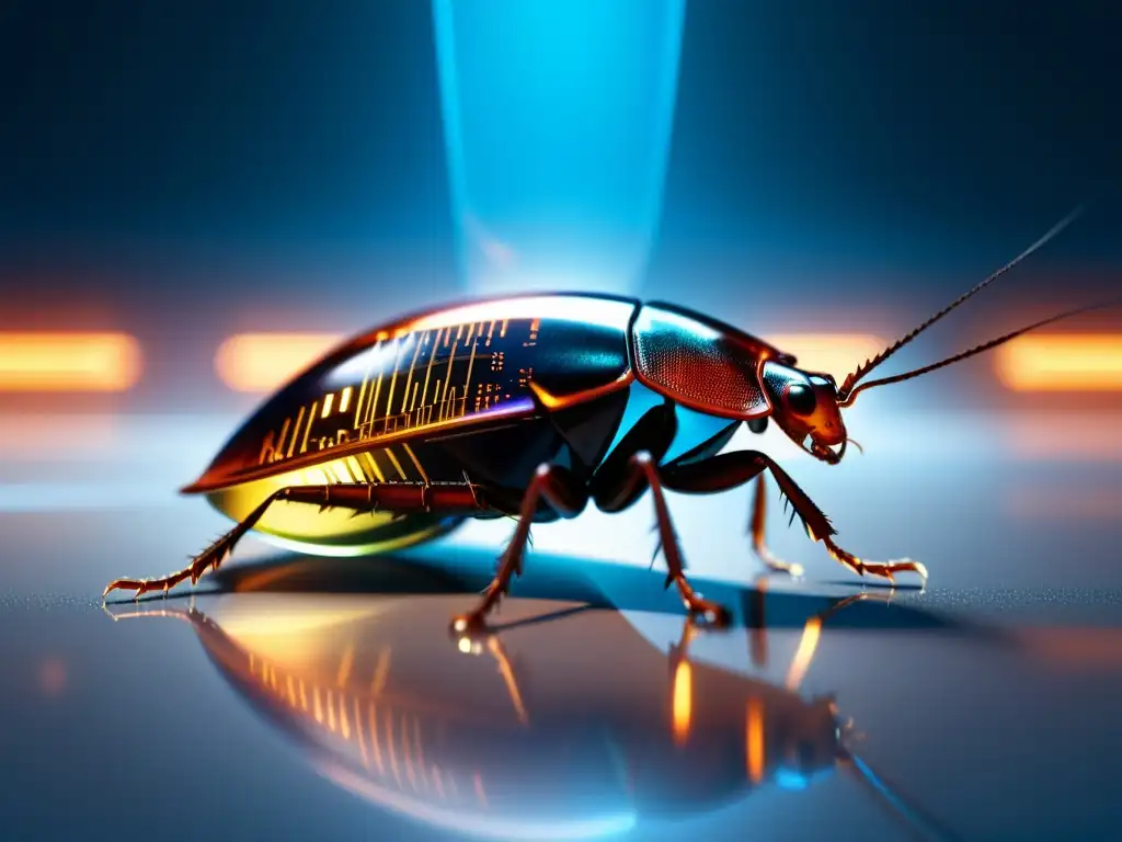 Un cockroach resiliente sobre base de datos SQL con tecnología futurista, adaptabilidad ante desafíos tecnológicos