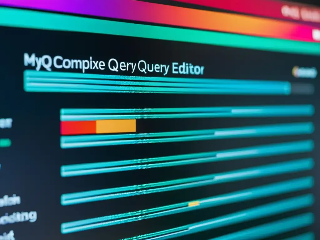 Un código SQL colorido en pantalla de ordenador muestra la optimización de una consulta MySQL