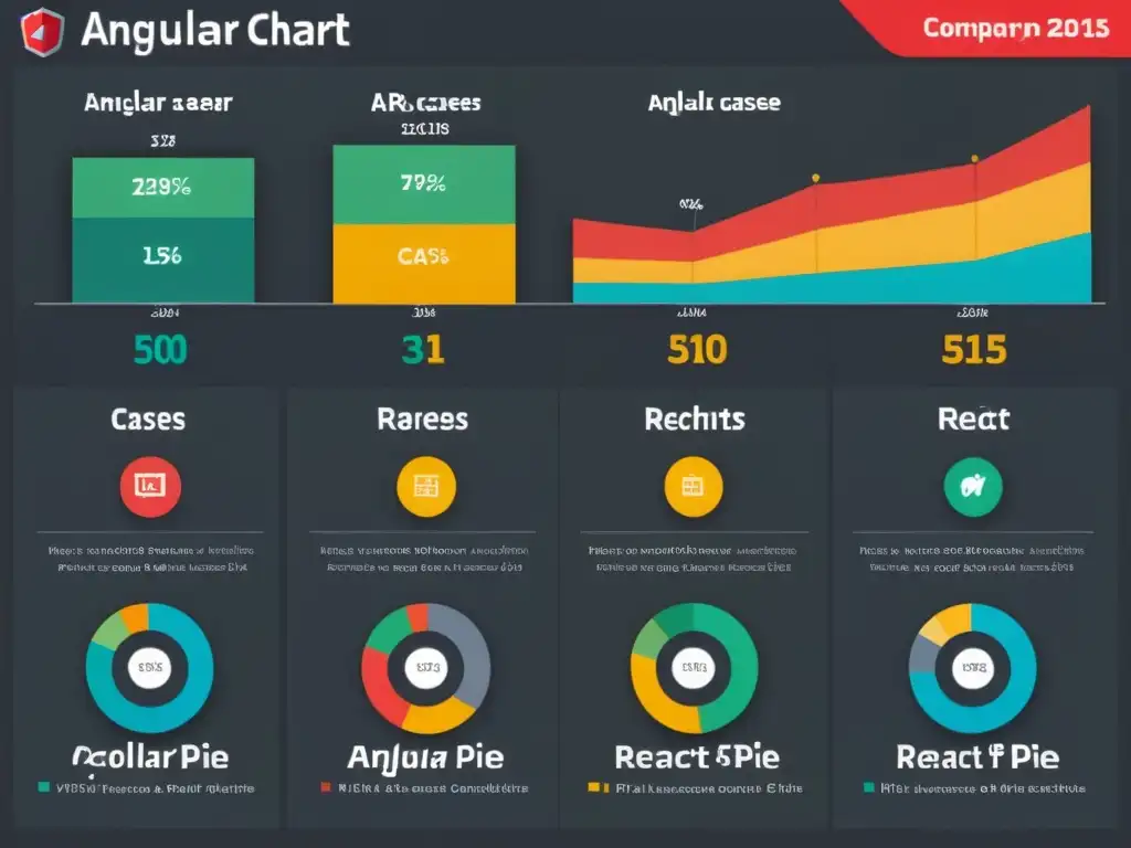 Gráfica comparativa de Angular vs React Open Source con diseño moderno y detallado, ideal para audiencia profesional y educativa