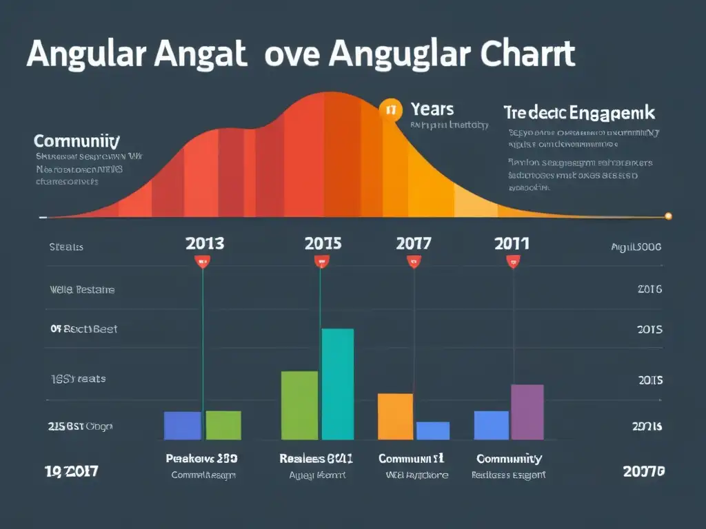 Comparativa Angular vs React Open Source: Gráfico detallado de evolución, actualizaciones y tendencias, para comparar impacto en desarrollo web