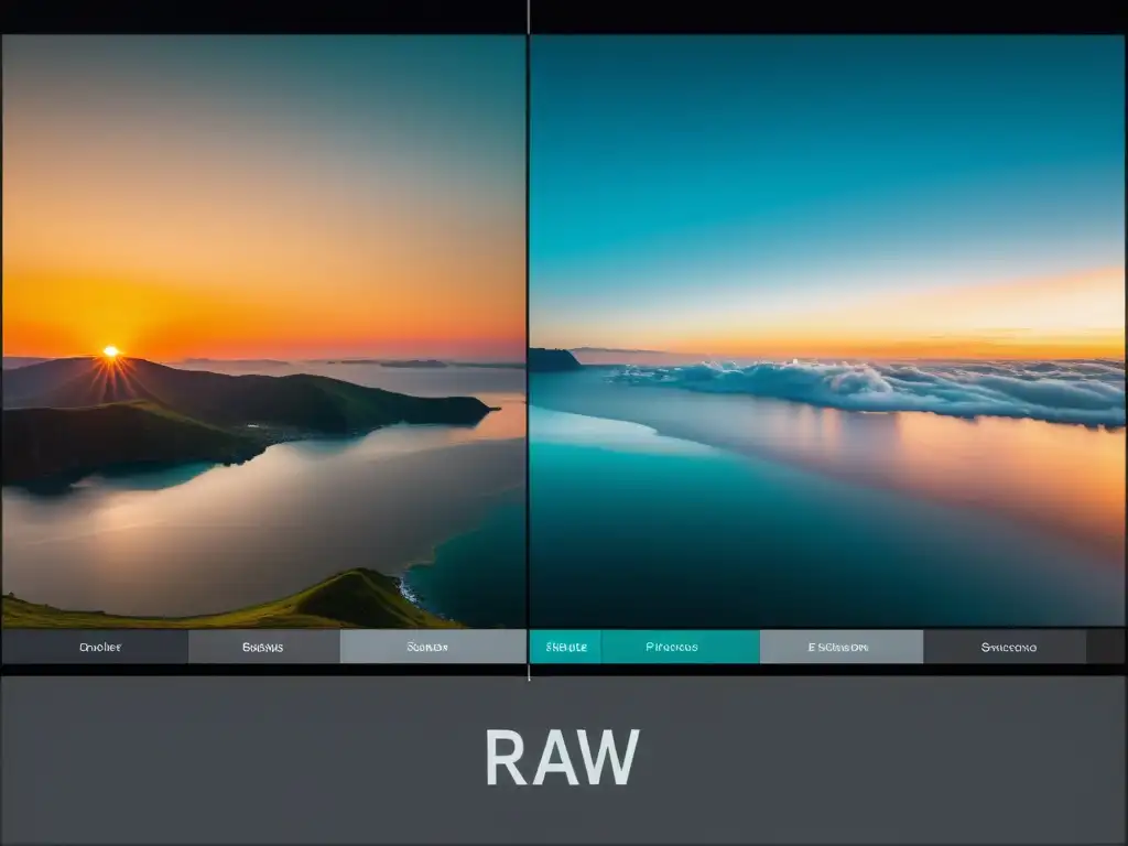 Comparativa Darktable vs Lightroom: Detalle de interfaces con colores vibrantes y herramientas destacadas para procesamiento RAW de fotos