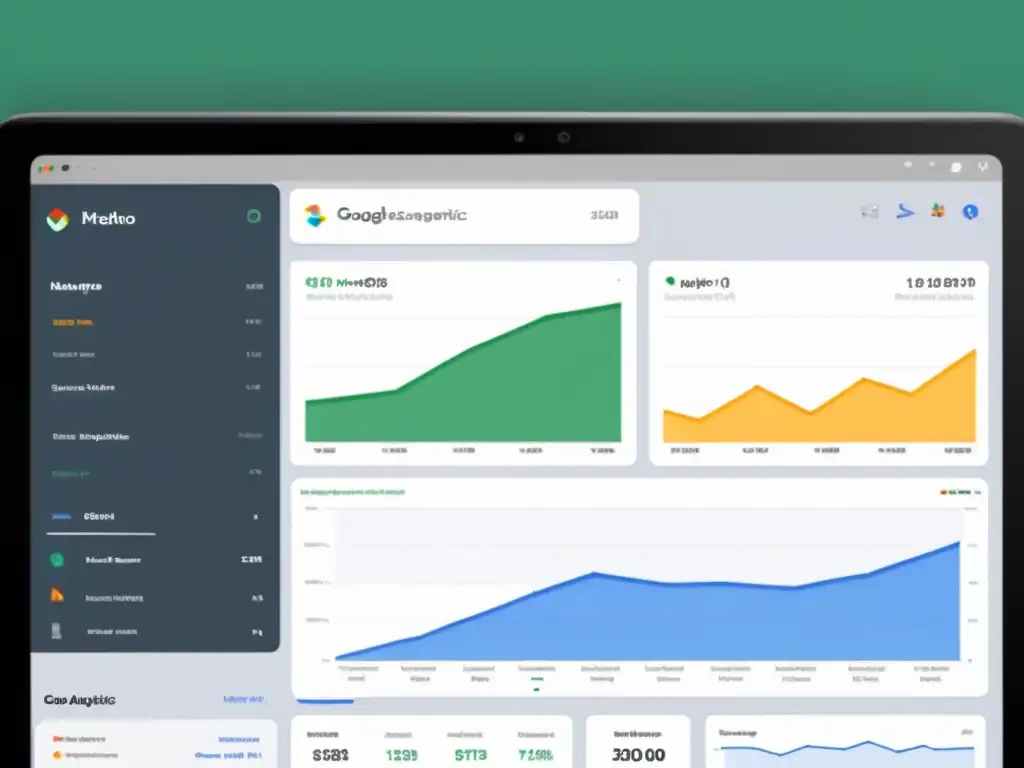 Comparativa Matomo vs Google Analytics: Detallada imagen 8k de interfaces lado a lado, resaltando funciones clave y datos analíticos