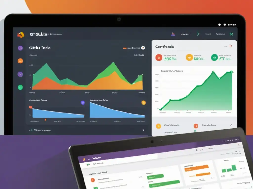 Comparativa GitLab vs GitHub: Detallados paneles de control con gráficos, estadísticas y herramientas de gestión de proyectos y colaboración