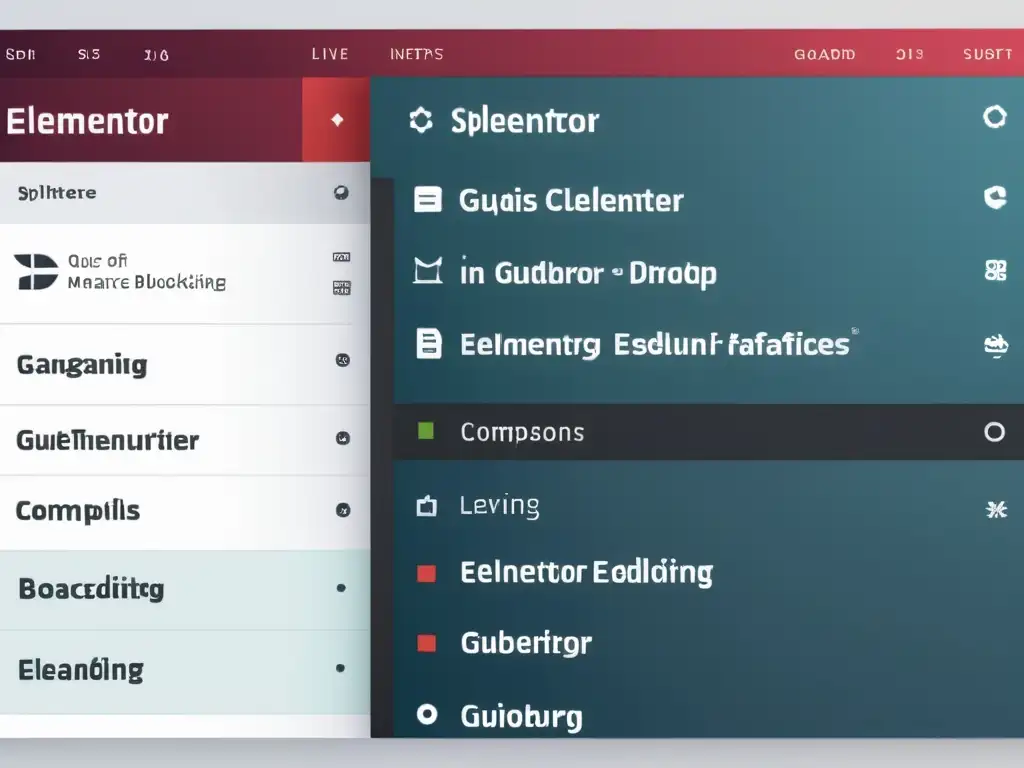 Comparativa Elementor vs Gutenberg WordPress: Detallada imagen de comparación entre interfaces, mostrando sus características y funcionalidades