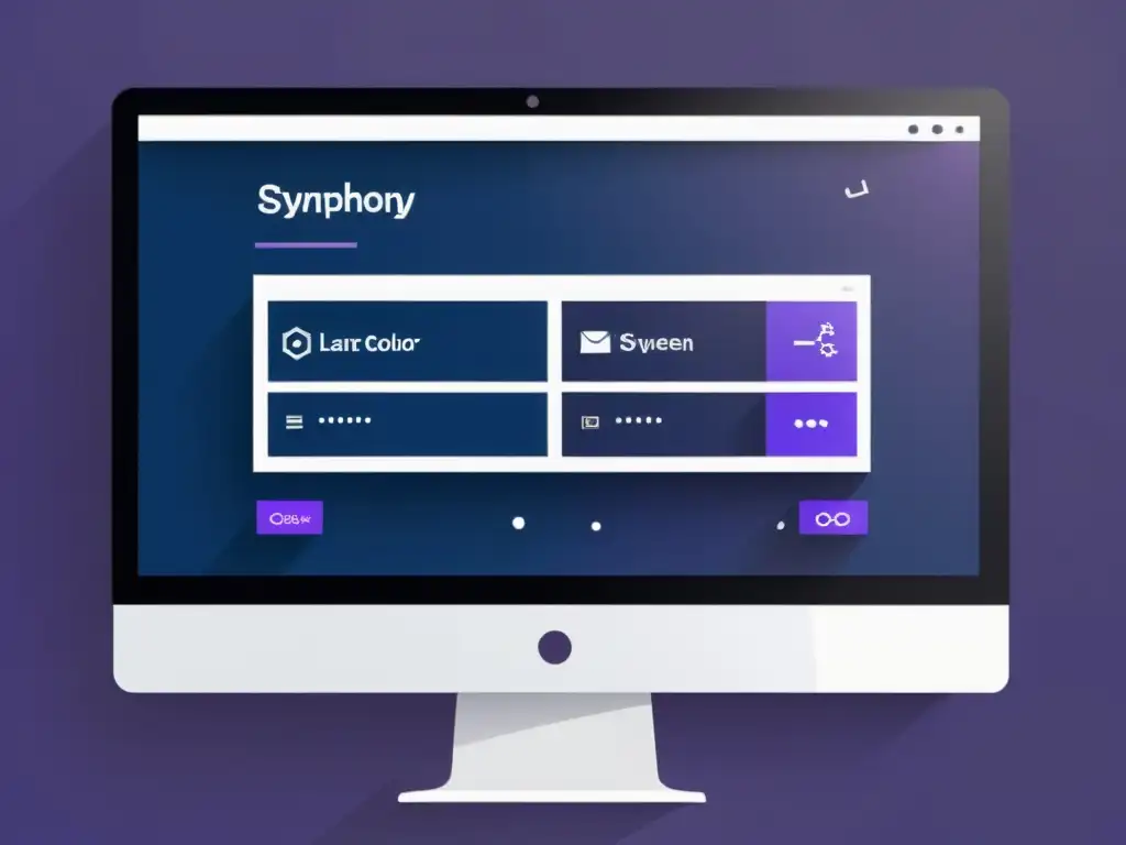 Comparativa de frameworks desarrollo CMS open source en pantalla dividida: Symphony y Laravel con diseño elegante y colores vibrantes