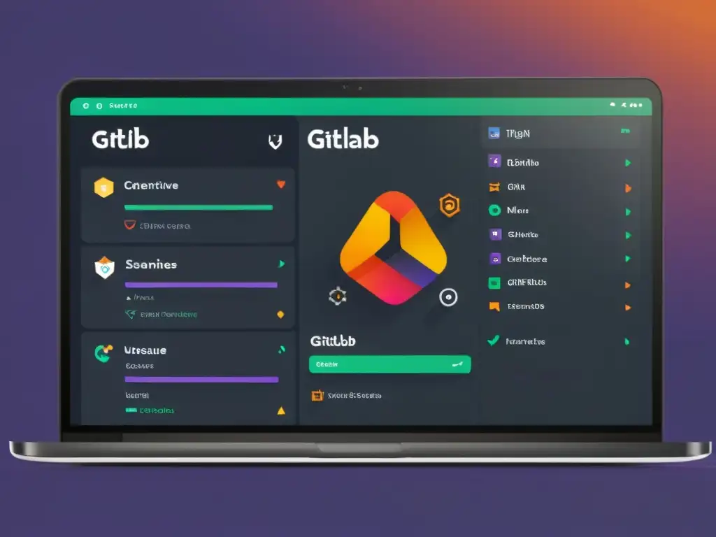 Comparativa GitLab vs GitHub: Imágenes vibrantes muestran interfaces modernas y detalladas, resaltando funcionalidades clave de cada plataforma