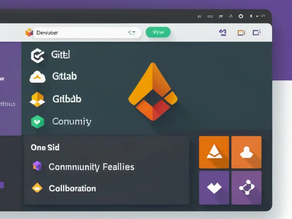 Comparativa GitLab vs GitHub: Splitscreen con interfaces modernas y funciones colaborativas destacadas para desarrolladores