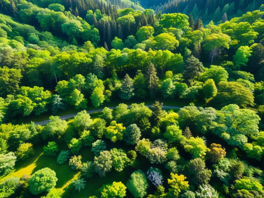 Comparativa entre Jekyll y Hugo: un bosque exuberante bañado por la luz del sol, con sombras y flores silvestres, evoca paz y armonía