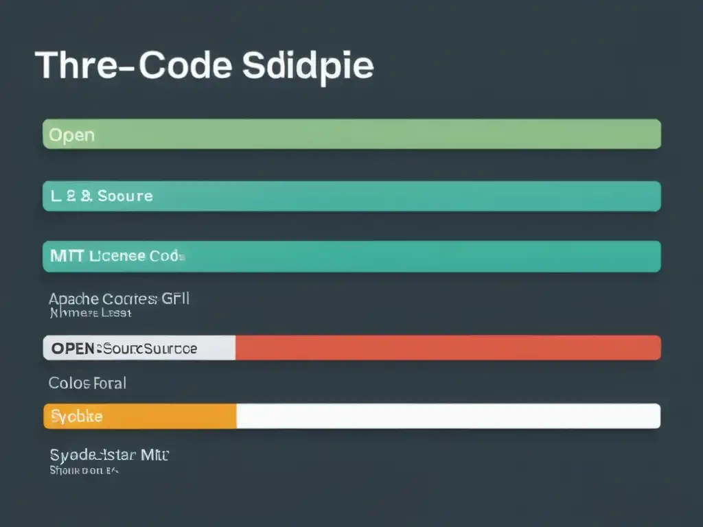 Un comparativa de licencias de software de código abierto con tres snippets de código en tipografía moderna y colores profesionales