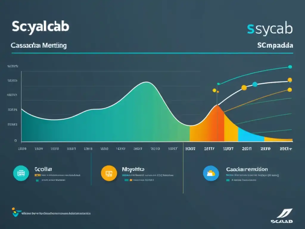 Comparativa de rendimiento de ScyllaDB frente a Cassandra con gráficos y métricas detalladas, transmitiendo eficiencia y mejoras visuales