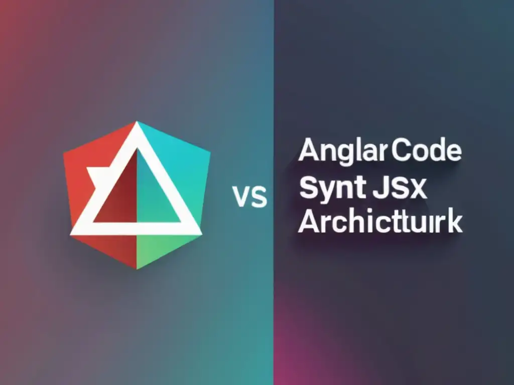 Una comparativa visual de código Angular y React lado a lado, mostrando su estructura y sintaxis