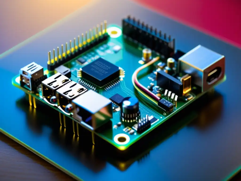 Comparativa visual de Raspberry Pi y Arduino IoT: detalle impresionante de sus circuitos y componentes, resaltando su diseño y complejidad