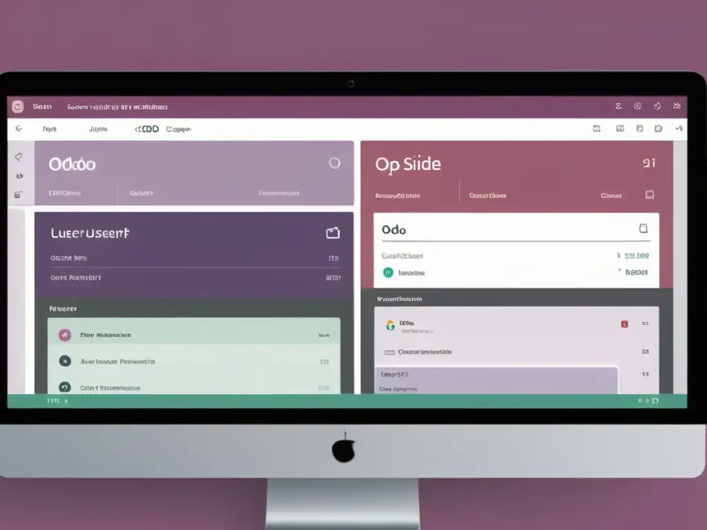 Una comparativa visual entre Odoo y ERPNext, dos soluciones de ERP de código abierto, mostrando interfaces limpias, organizadas y modernas