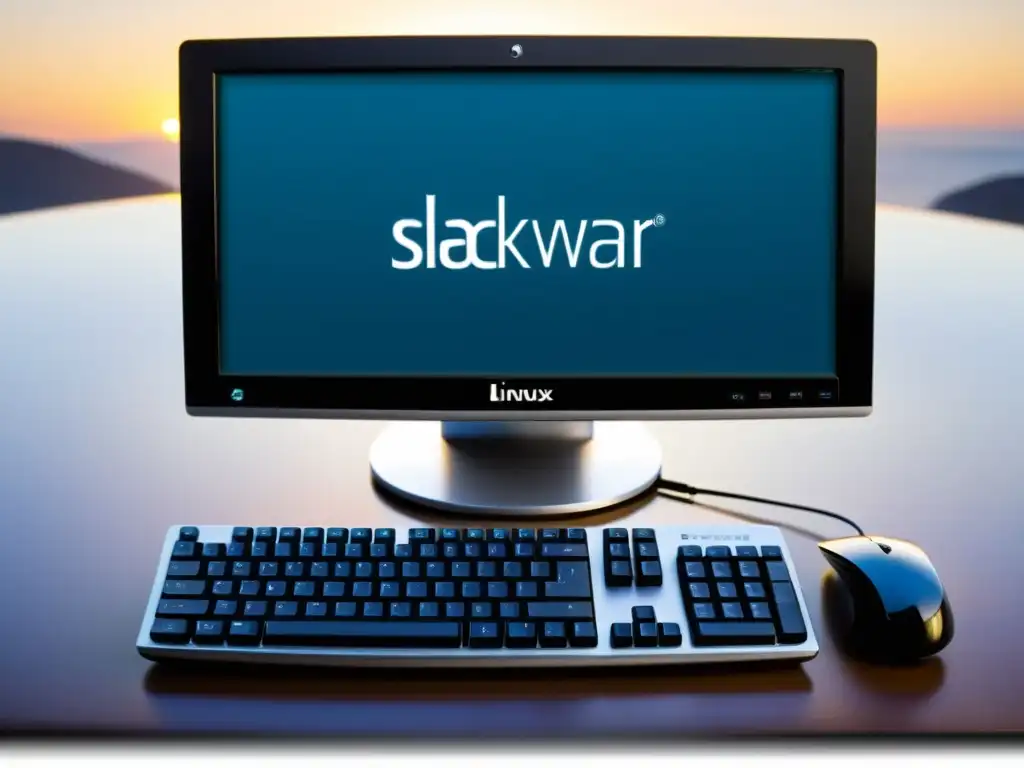 Una configuración de escritorio minimalista y elegante que destaca las ventajas de usar Slackware en Linux, con un diseño profesional y eficiente
