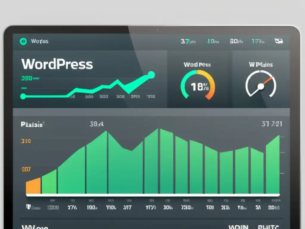 Un dashboard de WordPress moderno y eficiente con plugins para mejorar velocidad WordPress, transmitiendo profesionalismo y tecnología