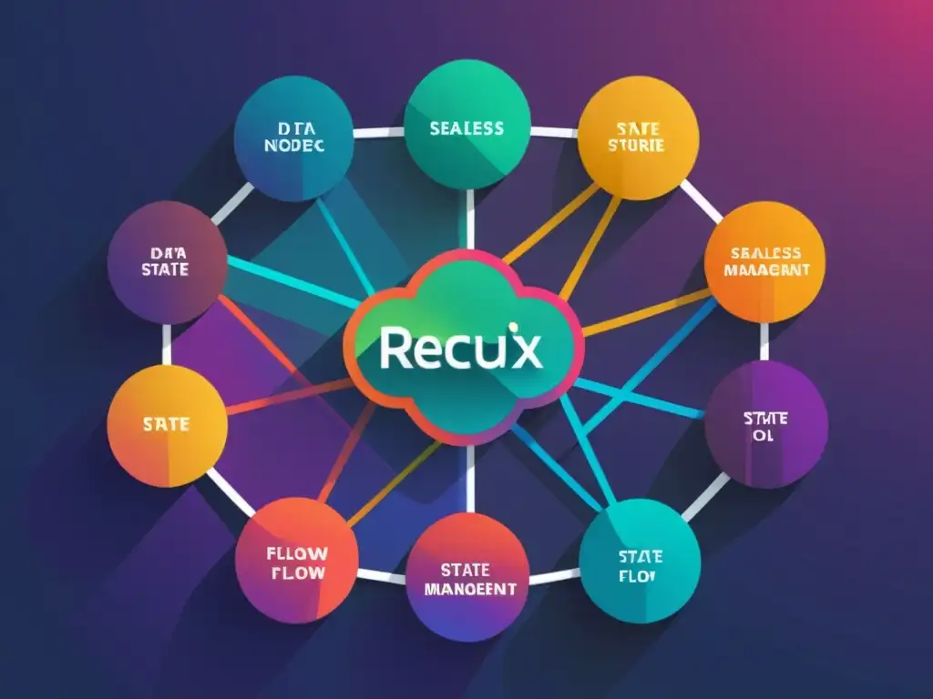 Interconexión de datos en aplicaciones React a gran escala, con diseño moderno y vibrantes colores