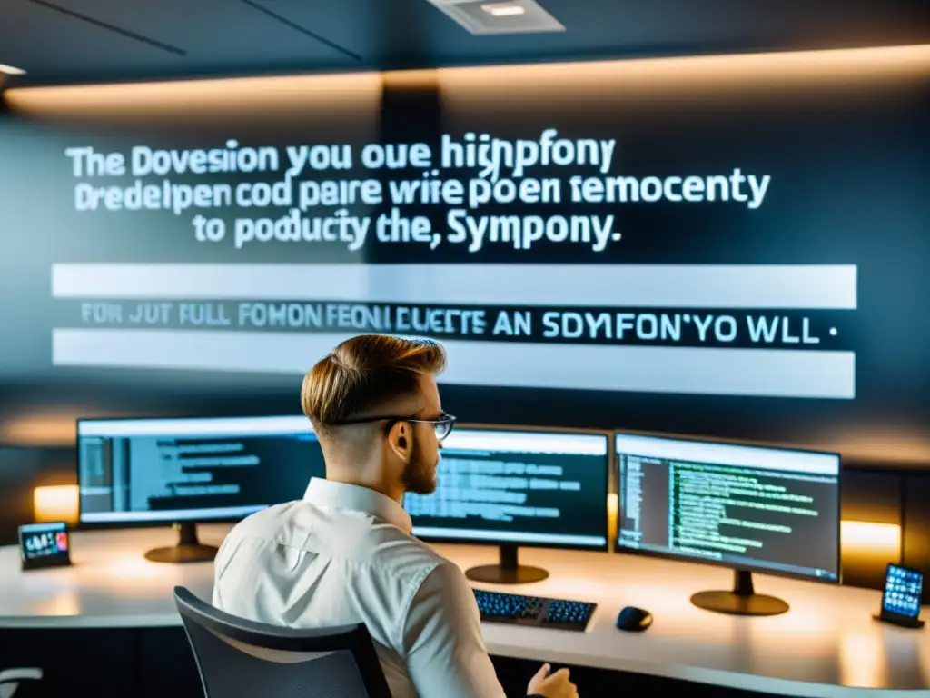 Desarrollador maximiza eficiencia con Symfony, código eficiente en entorno moderno y motivador