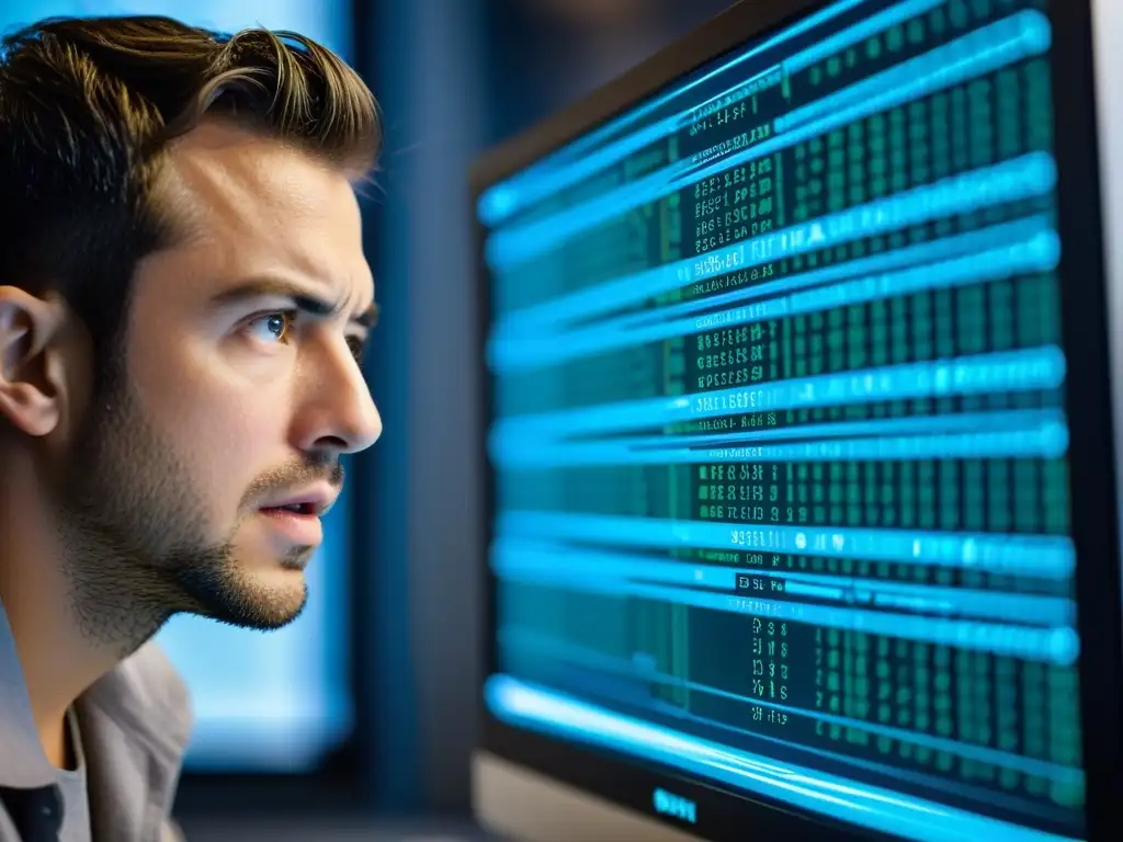 Desarrollador frustrado frente a código complejo, destacando las ventajas y desventajas de ORMs en el desarrollo backend