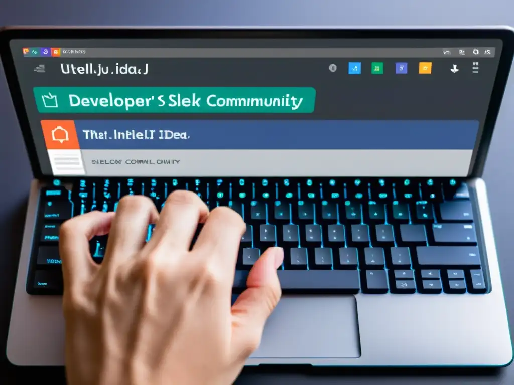 Un desarrollador de Android trabaja en IntelliJ IDEA Community, con un espacio minimalista y profesional