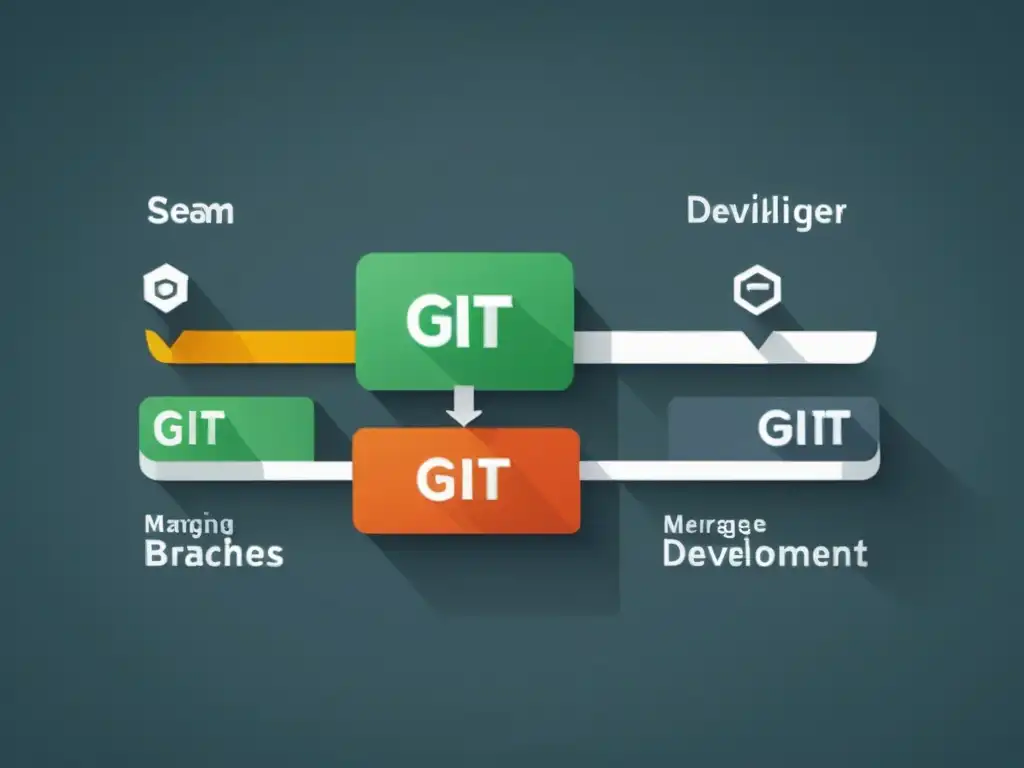 Un desarrollador maneja ramas en Git con técnicas avanzadas, mostrando dominio en una interfaz moderna y detallada