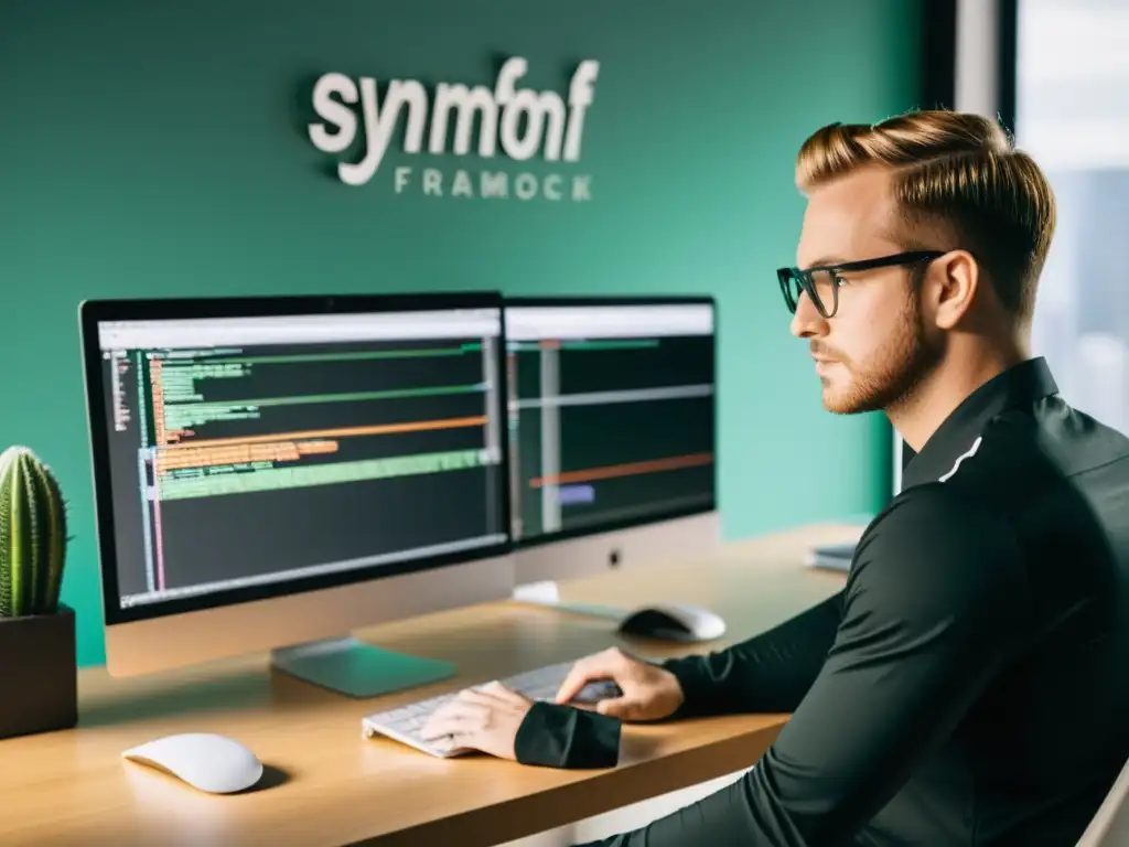 Desarrollador programando en Symfony para maximizar eficiencia PHP