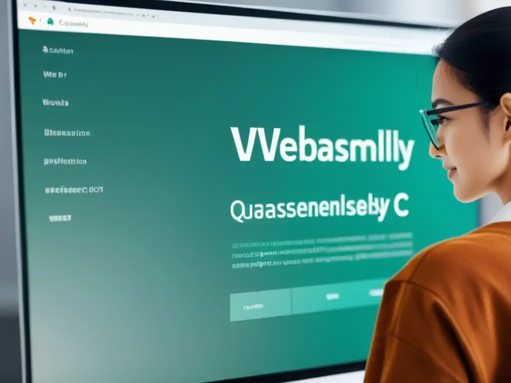 Un desarrollador web integra sin problemas código WebAssembly en una aplicación web moderna, mostrando su versatilidad y rendimiento